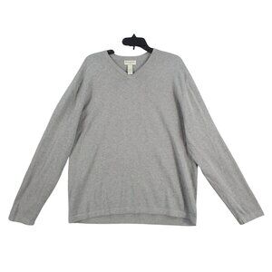 Banana Republic Mens Gray V-Neck Long Sleeve Sweater 100% Cotton XL